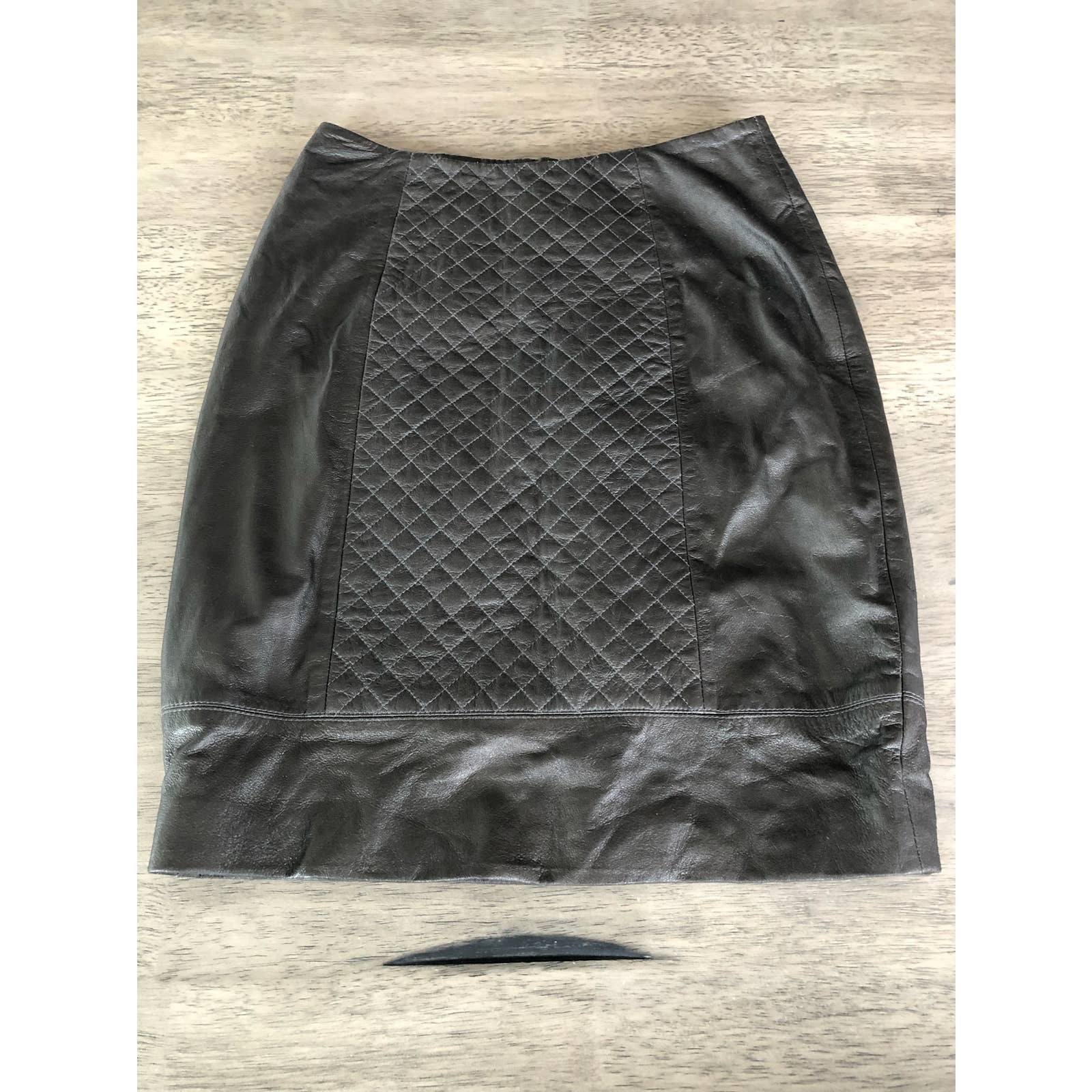 Ronny Kobo Mahogany Leather Quilted Gia Skirt - Xs